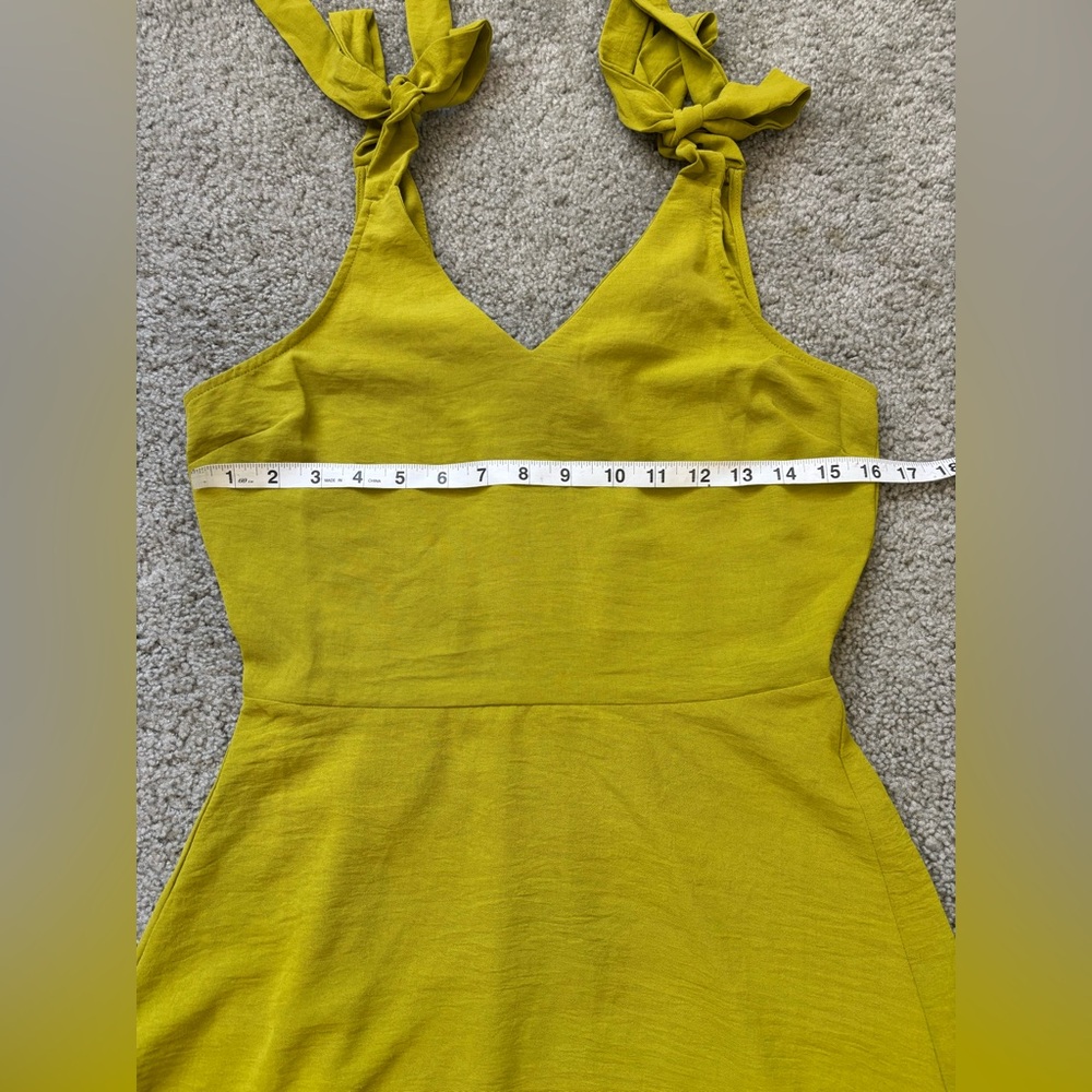 Monteau Los Angeles Tie Strap Mini Dress Size M Chartreuse A Line - Picture 9 of 10